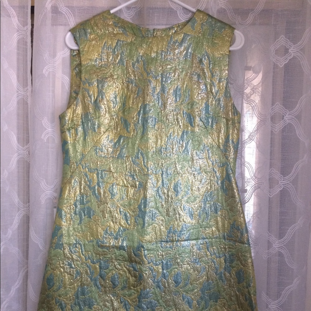 Vintage Green and Gold A-line Mini Dress